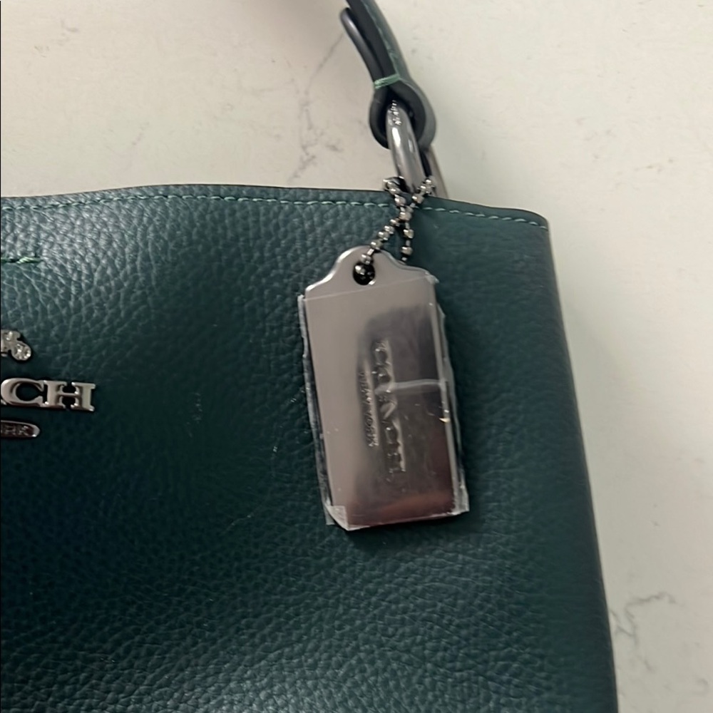 Coach Dark Green Leather Shoulder Bag - Picture 7 of 8
